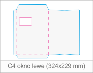 Koperta C4 okno lewe (324x229 mm) – druk z arkusza